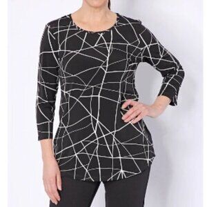 New Mr. Max Black White Brazil Knit 3/4 Sleeve Top Plus Size 3X bin 1D